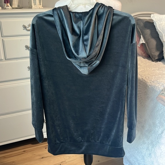 Oversized Velour Tunic Top Charcoal Gray Womens Small Hoodie Pullover - Picture 11 of 11
